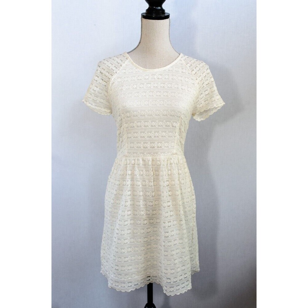 Free People white dress s lace short sleeve alternative wedding dress cocktail